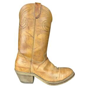 Vintage Texas Men’s Tan Leather Cowboy Boots Size US 9 D